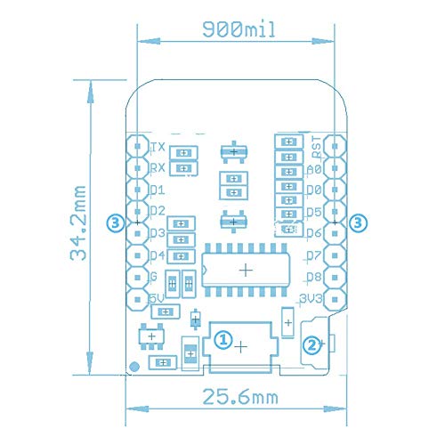 ESP8266 ESP-12 ESP-12F NodeMcu Mini D1 Module WeMos Lua 4M Bytes WLAN WiFi Internet Development Board Base on ESP8266 ESP-12F for Arduino,Compatible with WeMos D1 Mini (3pcs) - Thumbnail 4