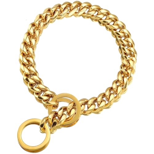 Kubanisches Gliederhalsband, 19 mm, 18 Karat Gold, leicht und langlebig, mit O-Ring-Verschluss, passend für Halsumfang von 25,4 cm bis 66 cm, 9 Größen, hypoallergen, 61 cm