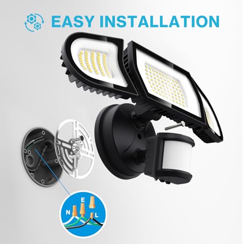 Olafus 100W Led Security Light Motion Sensor Outdoor Light, Motion Flood Light Dusk To Dawn, 9000Lm Super Bright 6500K Exterior Motion Detector Floodlight For Garage Yard Porch Eave Ip65 thumb #3