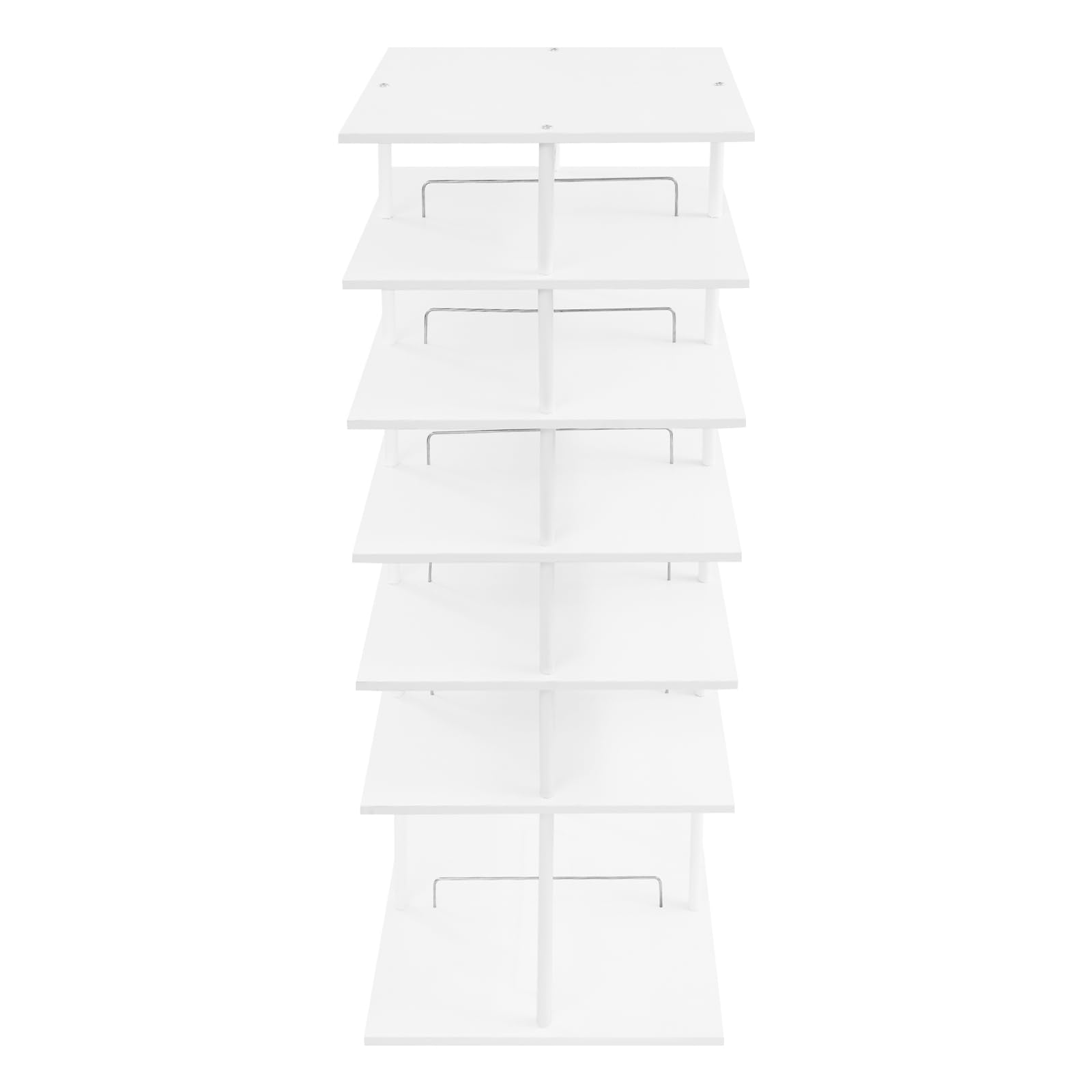 Drehbares Schschrank 6 Ebenen Schuhaufbewahrungsregal 360° drehbar Schuhständer Schuhregal Aufbewahrung weiß Karussell 57x57x155cm für Flur