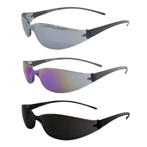 Pacific Coast Skinny Joes Slim Sunglasses 3-Pack Smoke, Silver Mirror and Colored Mirror Lenses