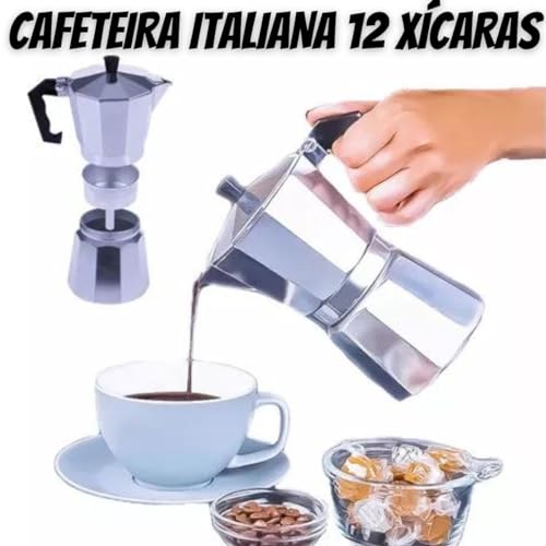 Cafeteira Italiana Aluminio Para 12 Xícaras Cafés 600 Ml