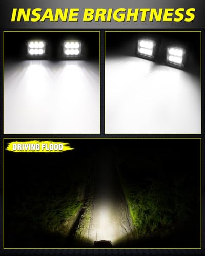 Image of 3 Inch LED Pods 120W CREE LED Cubes 3x3 Offroad Driving Lights | Driving Flood Beam, High Intensity CREE LEDs Square LED Cube Lights Ditch lights for Truck Pickup Motorcycle SUV UTV ATV