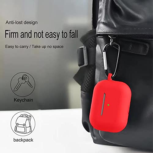 Blaspins Airpods Pro 2Nd/1St Generation Case Cover With Keychain 2022/2019, Soft Silicone Skin Cover Full Protective Shock-Absorbing Case Carabiner For New Airpods Pro Case [Front Led Visible] - Red #TOP4