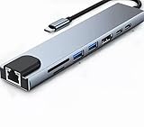 🌐 Hub USB-C 8-en-1 complet et polyvalent ⭐Inclut 1× HDMI 4K, ⭐1× Ethernet RJ45 100 Mbps, ⭐2× USB-C,⭐ 2× USB 3.0/2.0, ⭐1× lecteur SD, ⭐1× lecteur TF et ⭐1× port de charge PD 100 W. Transforme instantanément votre ordinateur portable en véritable station de travail portable.