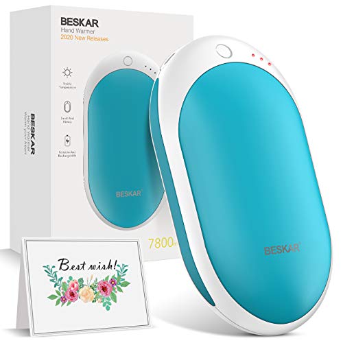 BESKAR Rechargeable Hand Warmer, Electric Handwarmer with 12Hrs Long Lasting Heating, Double-Sided Heating & Quick Charge, Portable Pocket Hand Warmer & Powerbank for Outdoor, Golf, Raynauds