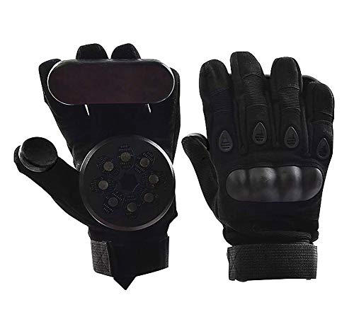 Nimbus Downhill Slide Gloves with 2pcs Spark-Stone Slider Pucks for Skateboard Longboard (Black)