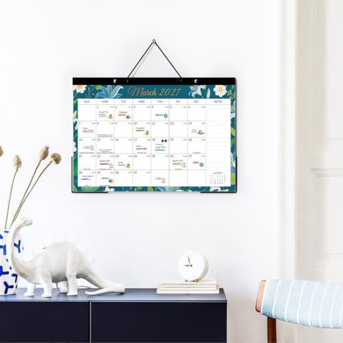 Image of SUNEE Desk Calendar 2027 - 17 inch x 12 inch Desk Pad Calendar, 18-Month Monthly Planner Oct. 2026 - Mar. 2028, Desktop Calendar with 308 Planner Stickers, Plastic Protective Corners for Office, School and Home, Floar