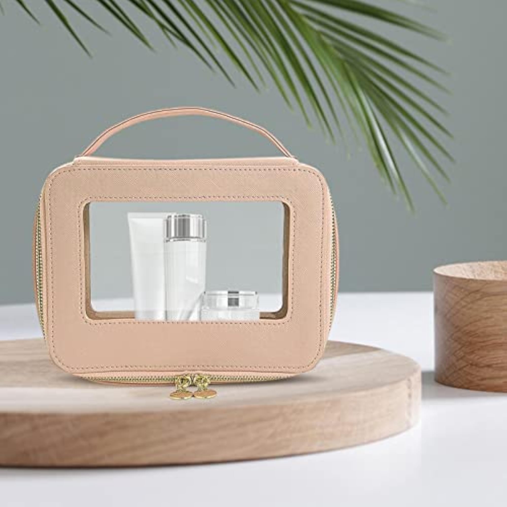 Travel Toiletry Case Double Zipper Container, Pink