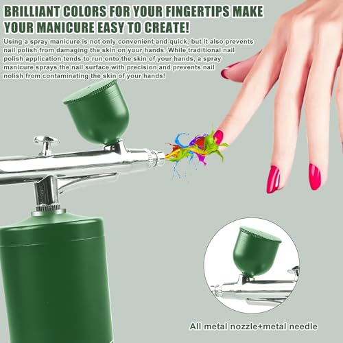 Airbrush Set Mit Kompressor Airbrushpistole Wiederaufladbare Spritzpistole Tragbares Air Brush Kompressor-Set Mit Düse Und Reinigungsbürsten, Für Kunst, Makeup, Modellfärbung, Nail Art - Grün
