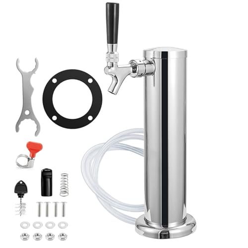 Tirador De Cerveza Para Casa Torre de cerveza de barril de un solo grifo, torre dispensadora de cerveza cromada con grifo de cerveza de resorte for el hogar, manguera, llave inglesa, lo mejor for inst