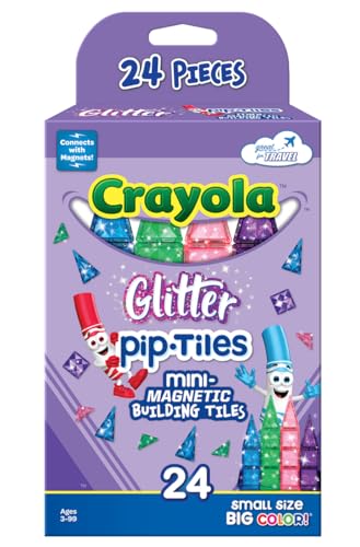 Image of CreateOn Crayola Mini Magnetic PIP-Tiles, Building Set for Kids, Magnetic Building Toys for Kids, STEM Travel Toys for Boys and Girls Ages 3+, 24-Piece Set (Glitter)