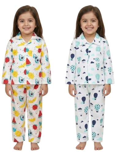Image of The Mom Store Kids Cotton Night Suit for Boys and Girls | Breathable Night Dress for Kids Boys and Girls | Printed Nightsuit Pajama Set | Comfortable All-Season Sleepwear for Daily Use | Combo Set