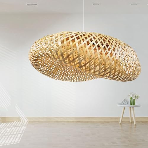 Luminária de Teto Lustre Pendente Bambu Honolulu Rústico 50cm com...