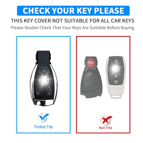 Image of QBUC for Mercedes Benz Key Fob Cover with Keychain (Blue)