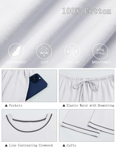 Image of KCW Womens Pajamas Sets 100% Cotton 2 Piece Lounge Set Long Sleeve Tops and Pants Soft Pjs Sleepwear with Pockets