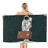 Toalla de playa de secado rápido, astronauta viajero con maleta, toallas de baño suaves para baño, toallas de microfibra para el cuerpo, toallas de playa personalizadas a prueba de arena, toallas de
