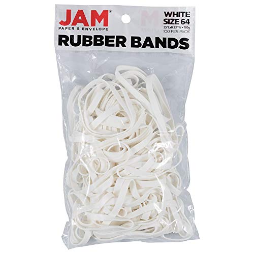 JAM PAPER Durable Rubber Bands - Size 64 - White Multi-Purpose Rubberbands - 100/Pack