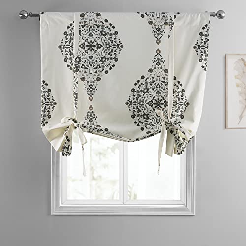 Image of HPD Half Price Drapes Room Darkening Tie Up Curtains 46 X 63 Inch Kerala Printed Cotton Window Roll Up Balloon Curtain for Living Room, Kitchen PRTW-TUD41B-63 (1 Panel), Kerala Cocoa