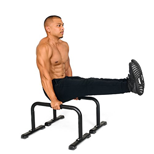 SIMPLEFITNESS Simple Fitness Steel Bar Parallettes-14x24 Inch-Non-Slip Feet and Attachable Foam Grip