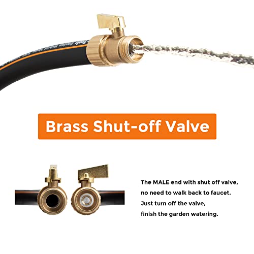 Giraffe Tools Hybrid Garden Hose 75Ft X 5/8" Male And Female Fittings With Shut Off Valve, Flexible, Heavy Duty, Leakproof, Lightweight Water Hose #TOP2