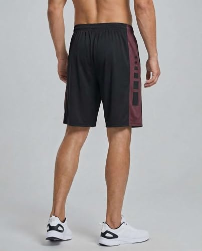 Image of Real Essentials Men's 5 Pack: 9 inch Dry-Fit Shorts - Athletic Gym, Workout, Basketball, Running, Casual Lounge Active Pockets