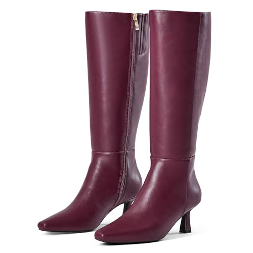 Image of GENSHUO Knee High Boots for Women, 2.3 Inch Low Kitten Heel Tall Boots, Square Toe Long Dress Boots with Side Zipper, Fall Winter