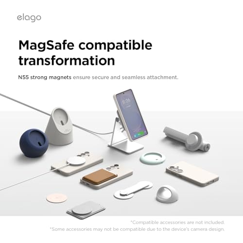 Image of elago Premium Magnetic Silicone Case for Galaxy S26 Plus | Compatible with MagSafe Accessories, Protective Cover, Shockproof, Slim, Anti-Scratch Soft Microfiber Lining (Stone)