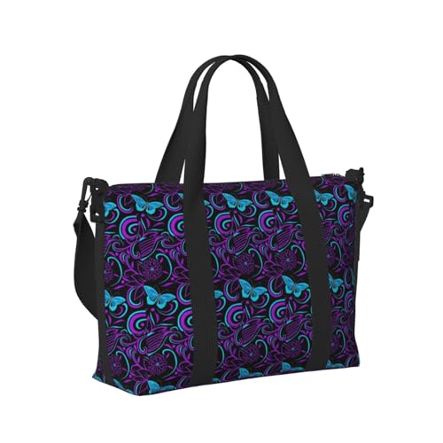 Sac à main polyvalent imprimé papillon fleurs violettes - 3