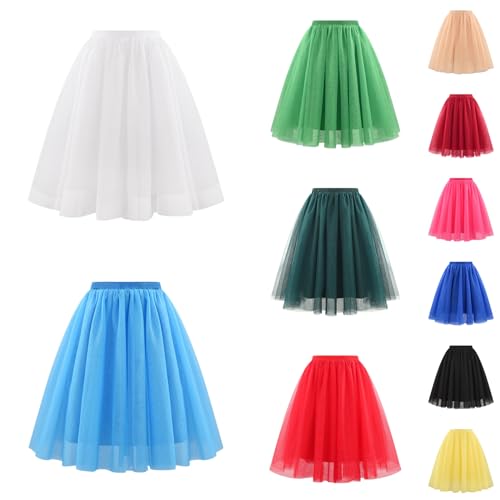 Damen Tütü Rock Einfarbig Karneval Kostüme Hohe Taille Faltenrock Tüll Petticoat Unterrock Tanzkleidung Damen Ballett Kurzer 80er...