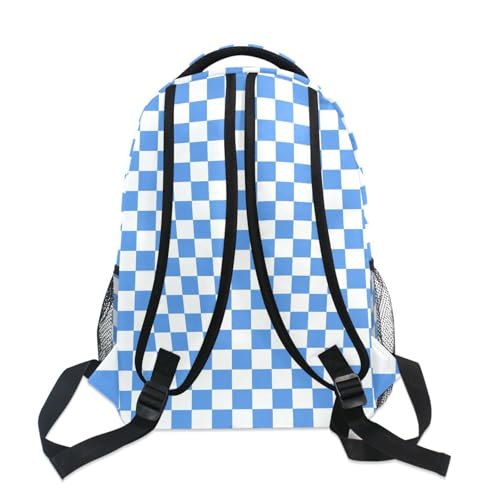 Backpack for Girls Boys, Teenager Bookbag College Rucksack Travel Daypack School Bag Kids Backpack Light Blue White Checkered3