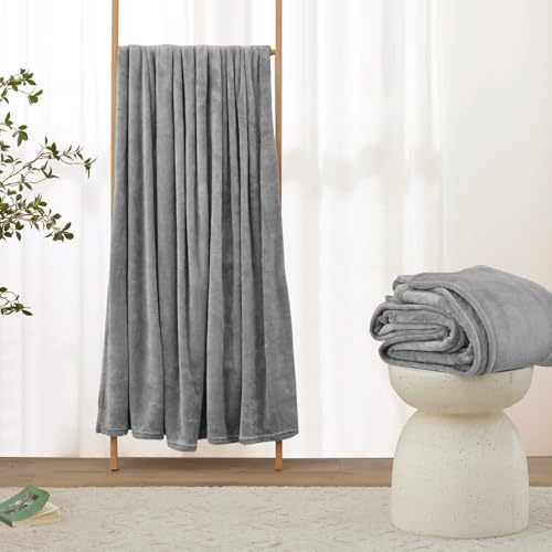 Ruikasi Fleece Throw Blanket Single - Plush Fuzzy Flannel Blanket Grey For Single Size Bed thumb #3