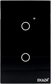 EKAZA Interruptor Inteligente, Touch, Wifi+BLE, 2 botões, Preto, Compatível com Google home e Alexa -T207-2P