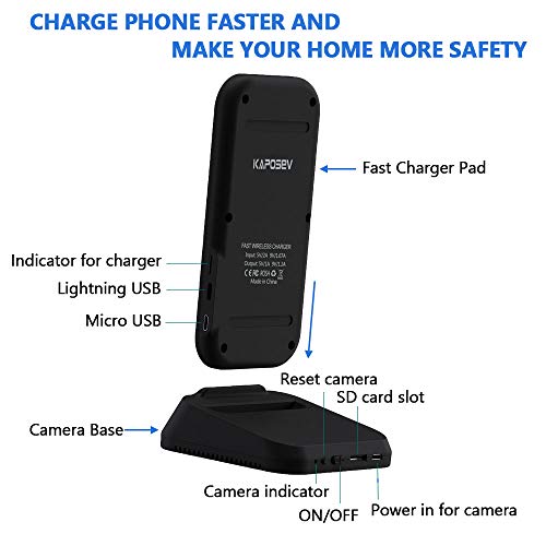 WiFi Hidden Camera Wireless Phone Charger Spy Camera, KAPOSEV 1080P Security Cameras Spy Nanny Cam with Motion Detection Alarm,Support Remote Monitoring and Recording/Playback Via Mobile Phone - Thumbnail 6