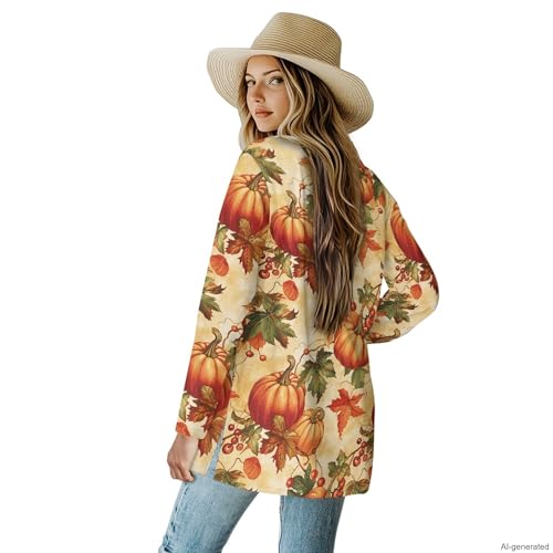 Image of Forchrinse Red Ladybug Cardigan for Women Causal Long Sleeve Open Front Cardigans Sweater Fashion 2024 Fall Coat with Pockets