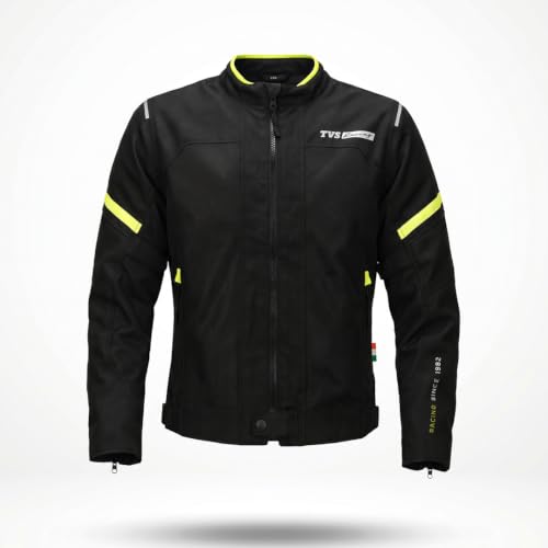 Image of TVS Racing Tech-Core Road Jacket for Men | CE2 armour <5kN at Shoulders Elbows and Back | 600D Chassis | 310gsm Vent Mesh | High-Vis Reflective Tech| YKK zippers