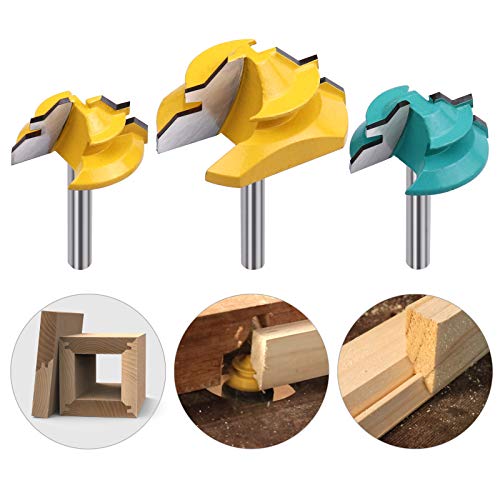 SUSOTA 1/4-Inch Shank 45 Degree Lock Miter Router Bit Set Joint Milling Router Bits Woodworking Cutter Tool - (1/2
