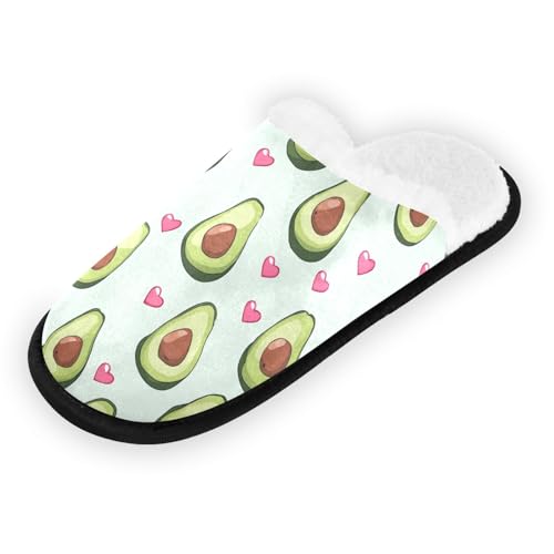 Cartoon Avocado Pink Heart Slippers For Women Men Soft Memory Foam Non-Slip Fruit Winter Indoor House Shoes Travel Slipper2