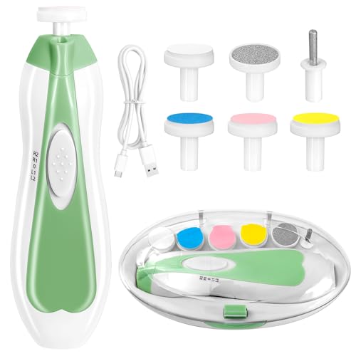 Image of Baby Nail Trimmer Electric, 6 in 1 Rechargeable Baby Nail Clippers Manicure Set Grooming Kit for Toddler Infant or Adults (Green)