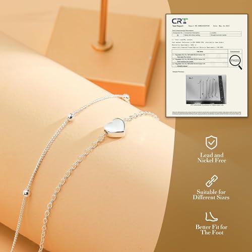 Image of Kenivira Sterling Silver Ankle Bracelets for Women,Gold Dainty Layered Waterproof Anklet for Women, Anklet Set Stackable Beach Gift Adjustable Size