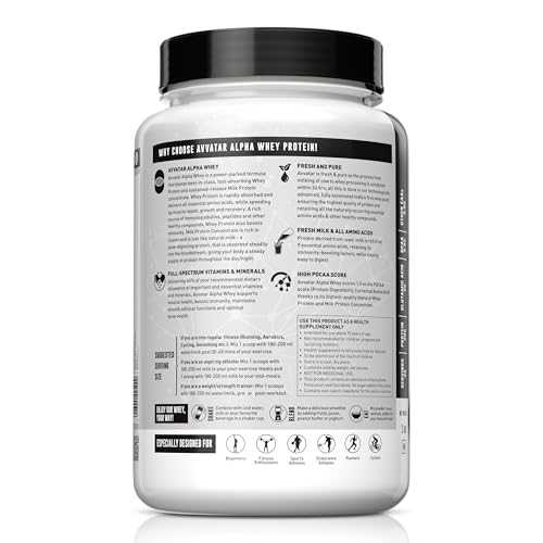 Image of avvatar ALPHA WHEY PROTEIN | 1Kg | Belgian Chocolate Flavour | 20g Protein | 33 Servings | for Muscle Growth and Lean Muscle Mass