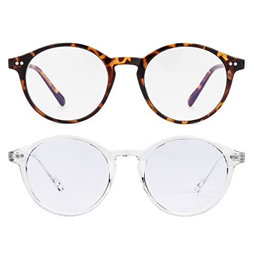 Image of Gleyemor Blue Light Glasses for Men Women, Vintage Round Frame Eyeglasses | Blue Light Blocking Glasses, Lightweight TR90 Frame, Work Gaming Daily Screen Office Computer Use
