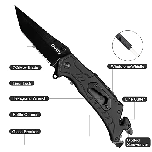 GVDV Multitool Pocket Knife For Men 8 In 1 Survival Folding Knife