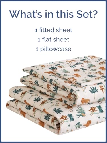 Image of Kids Twin Size Safari Bed Sheets - 3 Piece Kids Safari Sheet Set - Wild Animal Bedding - Ultra-Soft, Cute & Cozy - Breathable & Machine Washable - Adventure Bed Set for Boys, Girls, Teens & Toddlers