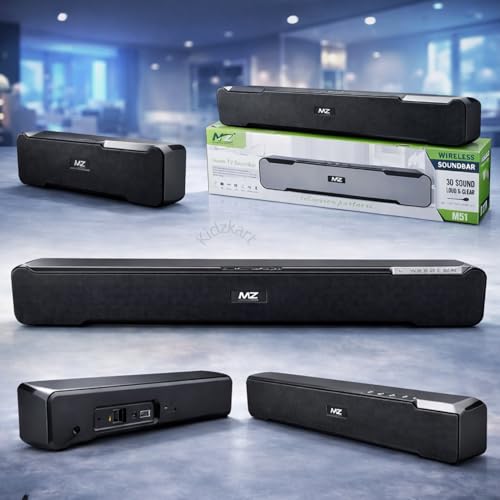 Image of Mz Wireless SoundBar M-51 | 10W Bluetooth Soundbar Speaker with 2400mAh Battery | Up to 6 Hours Playback | Portable Wireless Sound Bar for TV, Mobile & Home Audio
