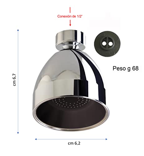 Miniatura 5 de Siroflex Alcachofa De Ducha Antical 2765 S, Abs Cromado Negro, Chorro Amplio, Conexión Universal 1 2 , Con Reductor De Caudal Ahorro De Agua, Rótula De Latón, Made In Italy