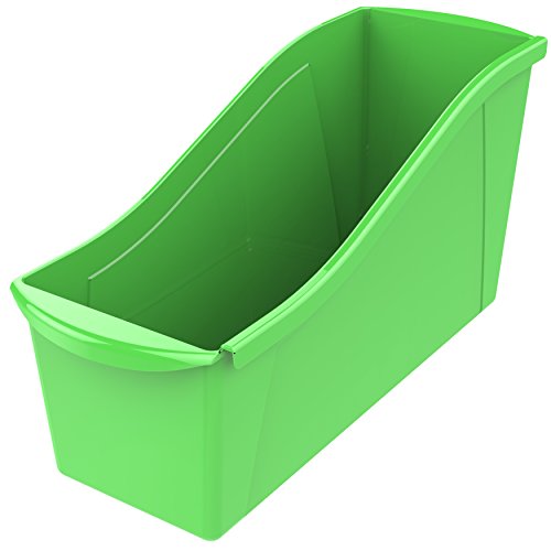 Image of Storex Large Book Bin, Interlocking Plastic Organizer for Home, Office and Classroom, Green, 6-Pack (71104A06C)