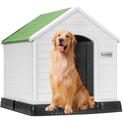 Besiter Plastic Dog House for Small to Large Dogs, Modular Non-Metal Animal Houses, Easy Assembly & Cleaning, Indoor/Outdoor Use (Green, 42" L x 38" W x 39" H) Cover