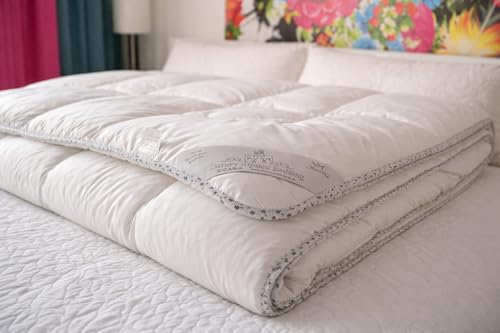 Merino Wool Luxuriöse Alpaka-Bettdecke aus Alpakawolle, Steppdecke – Ganzjahr/Saison (140 x 200 cm, Einzelbett)