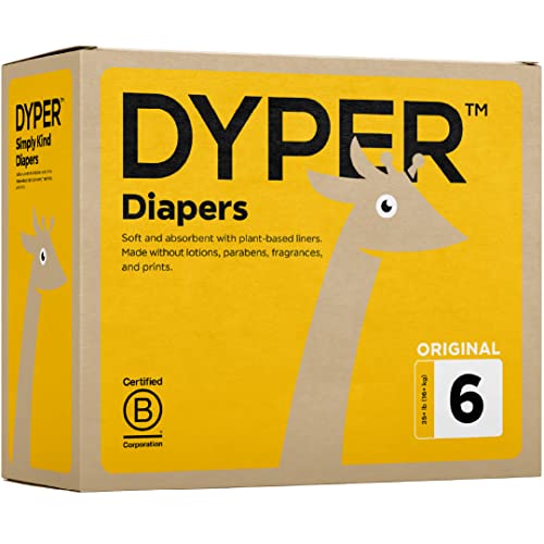 Image of DYPER Viscose from Bamboo Baby Diapers Size 6 | Honest Ingredients | Cloth Alternative | Day & Overnight | Made with Plant-Based* Materials | Hypoallergenic for Sensitive Skin, Unscented